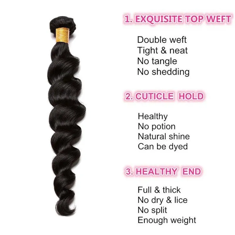 100% Virgin Remy Hair Bundles Natural Loose Wave