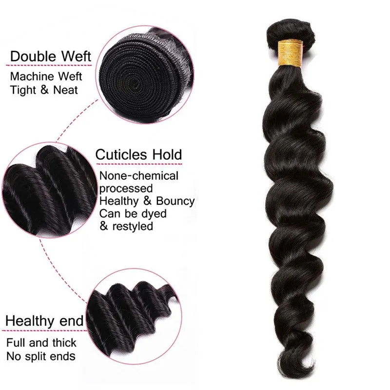 100% Virgin Remy Hair Bundles Natural Loose Wave