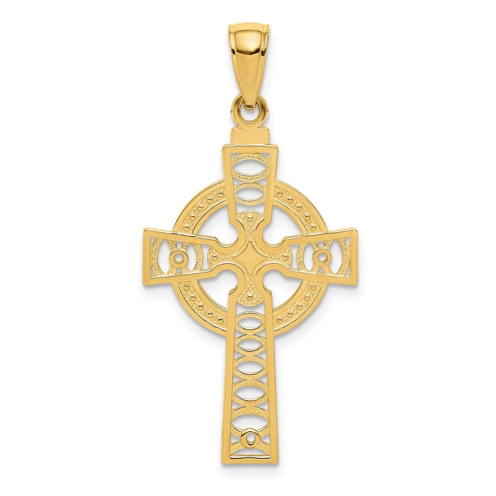 14K Celtic Cross with Eternity Circle Pendant