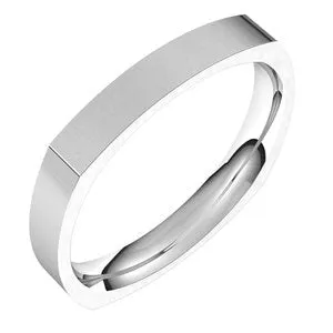 14K White 3 mm Square Comfort Fit Band Size 6