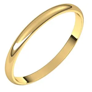14K Yellow 2 mm Half Round Ultra-Light Band Size 6.5