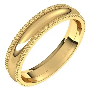 14K Yellow 4 mm Beaded Comfort-Fit Band Size 7
