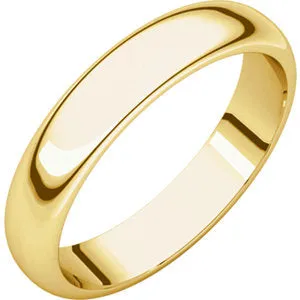 14K Yellow 4 mm Half Round Band Size 9.5