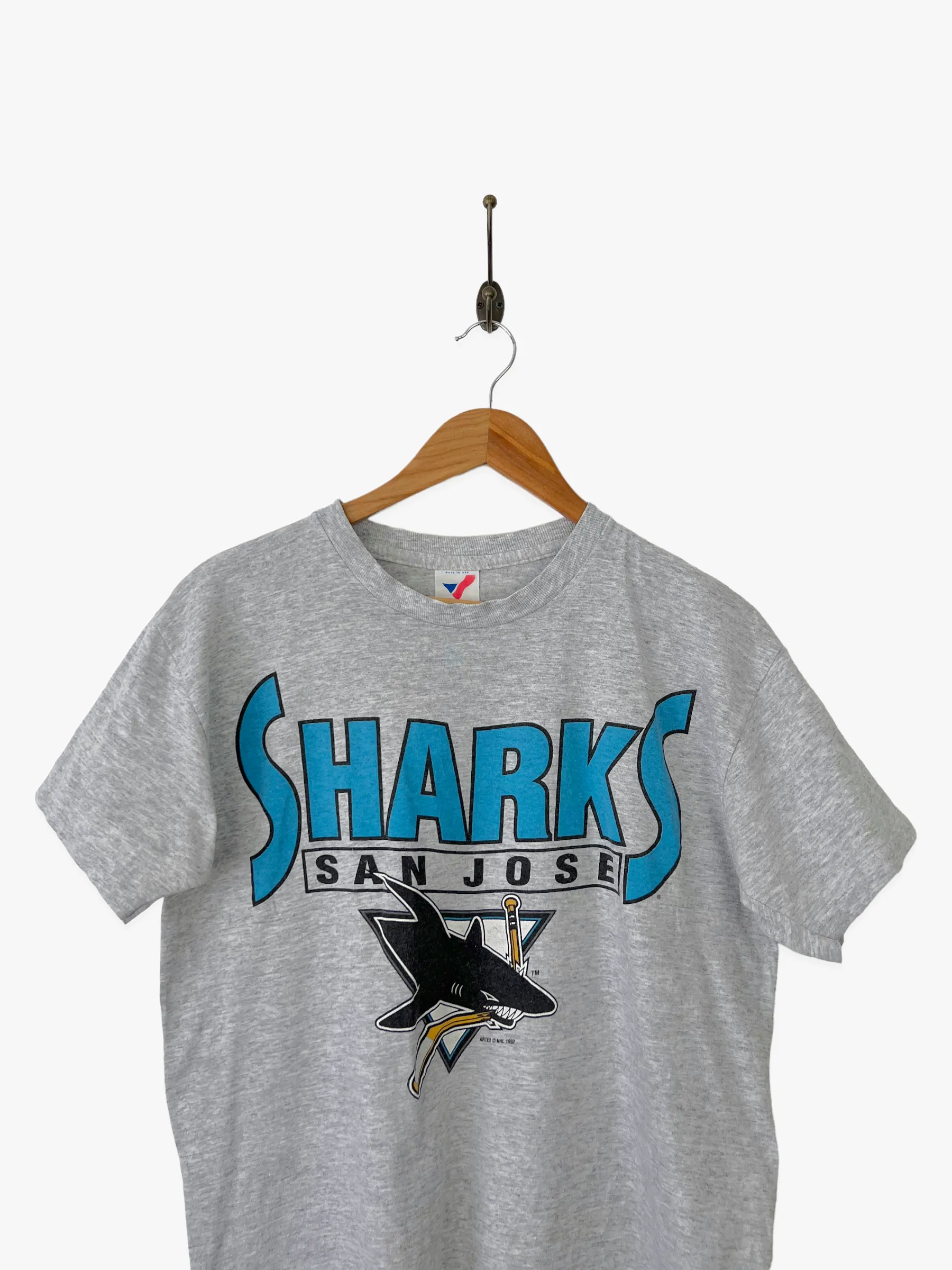 1992 San Jose Sharks NHL USA Made Vintage T-Shirt Size 8-10