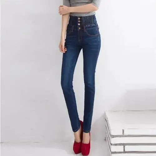 2022 Jeans Womens High Waist Elastic Skinny Denim Long Pencil Pants Size 40 Woman Jeans Camisa Feminina Lady Fat Trousers