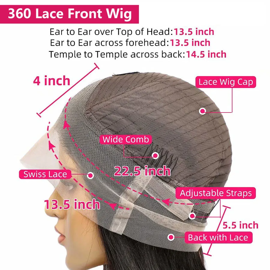 360 Lace Wigs Gorgeous Loose Wave Human Virgin Hair Lace Front Wigs 10-26inches for Women