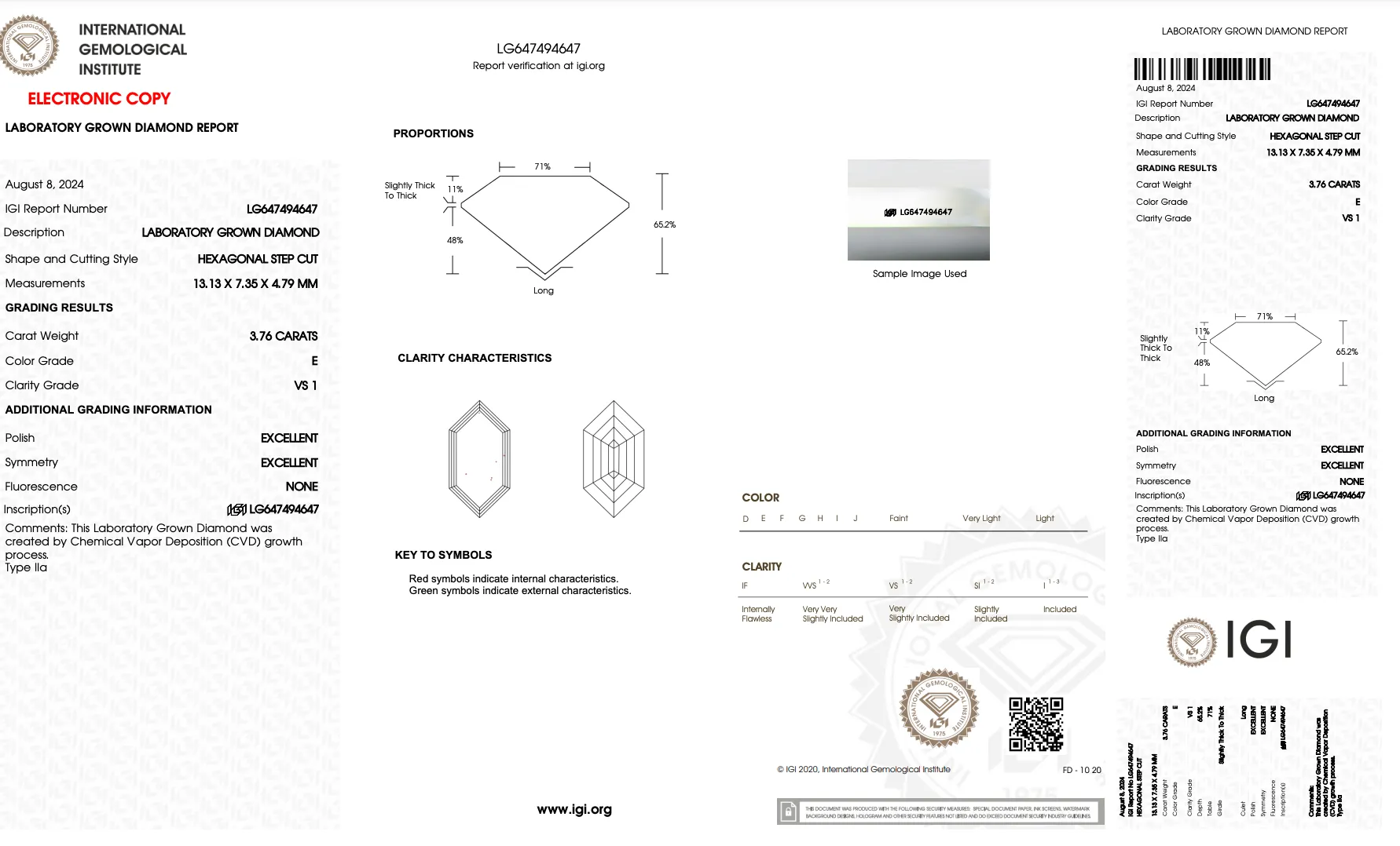 3.76 CARAT HEXAGON LAB DIAMOND