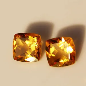 3.85 carats Yellow Citrine Pairs - Cushion Cut