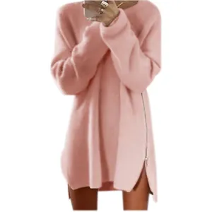 6 Colors Autumn Winter Knitting Sweater Dress Women Sweater Dress Loose Casual Zipper Dress Long Sleeve Mini Vestidos GV388