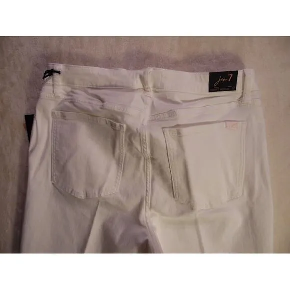 7 For All Mankind JEN7 Jeans‎ Women White 14W Eyelet Hem Mid Rise Crop Wide Leg
