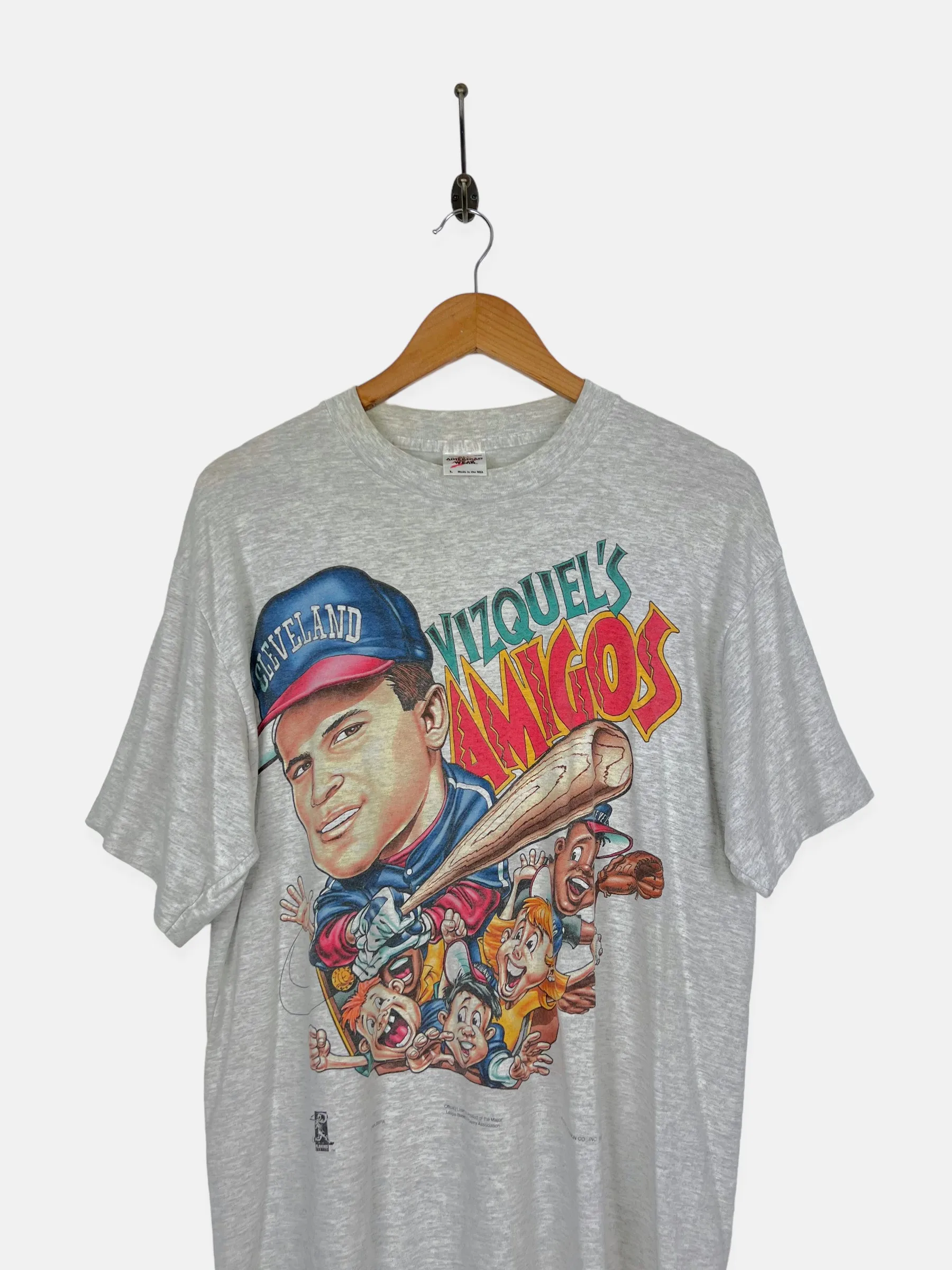 90's Cleveland Indians Visquel MLB USA Made Vintage T-Shirt Size L