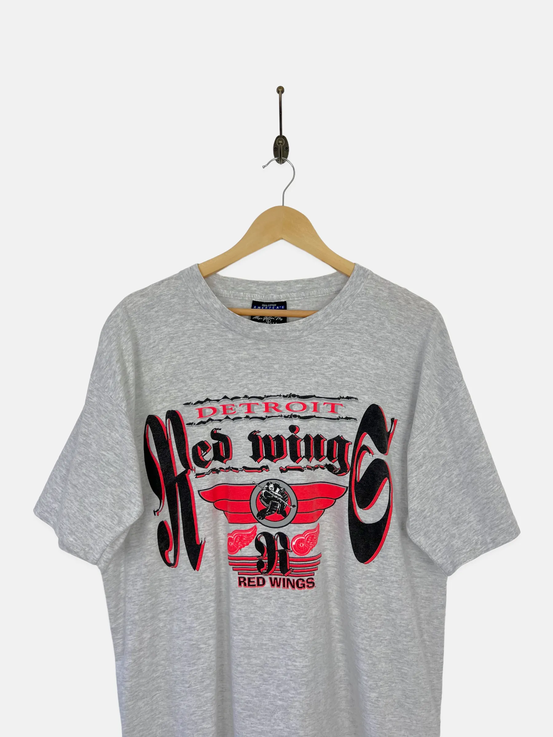 90's Detroit Red Wings NHL USA Made Vintage T-Shirt Size L-XL