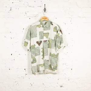 90s Pattern Short Sleeve Shirt - White - XL