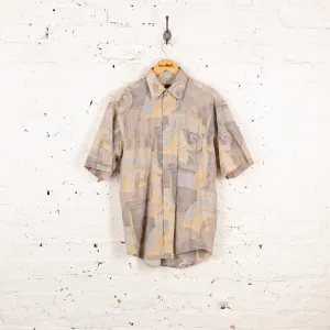90s Short Sleeve Pattern Shirt - Grey - L