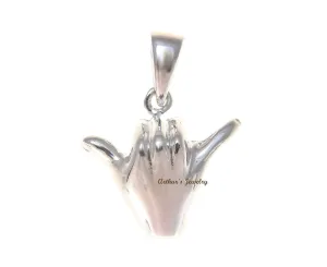 925 STERLING SILVER HAWAIIAN 3D SHAKA HANG LOOSE CHARM PENDANT