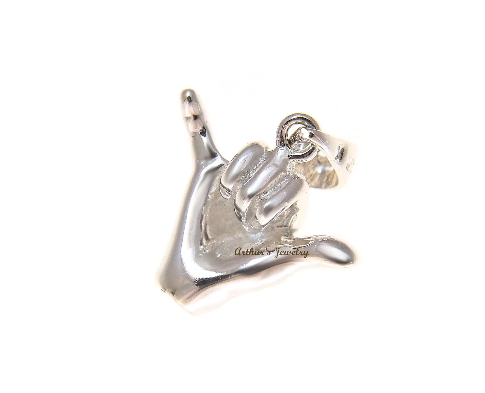925 STERLING SILVER HAWAIIAN 3D SHAKA HANG LOOSE CHARM PENDANT