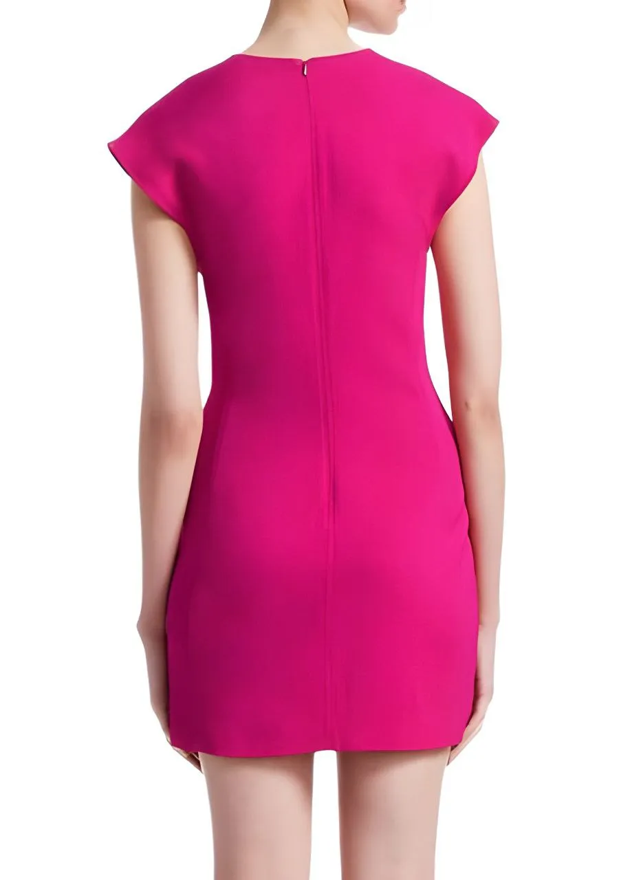 A.L.C. Women's Pink Short Sleeve Round Neck Mini Sneath Pensil Dress #FLP NWT