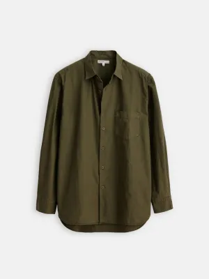 ALEX MILL EASY SHIRT IN PAPER POPLIN IN MILITARY OLIVE