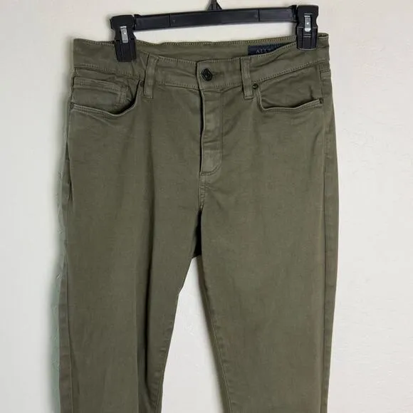 All Saints Green Miller Mid-Rise Coated Skinny Jeans W29