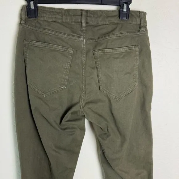All Saints Green Miller Mid-Rise Coated Skinny Jeans W29