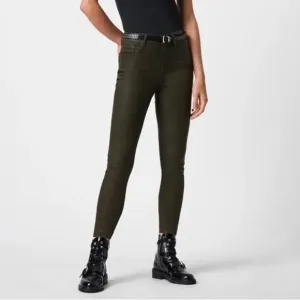 All Saints Green Miller Mid-Rise Coated Skinny Jeans W29