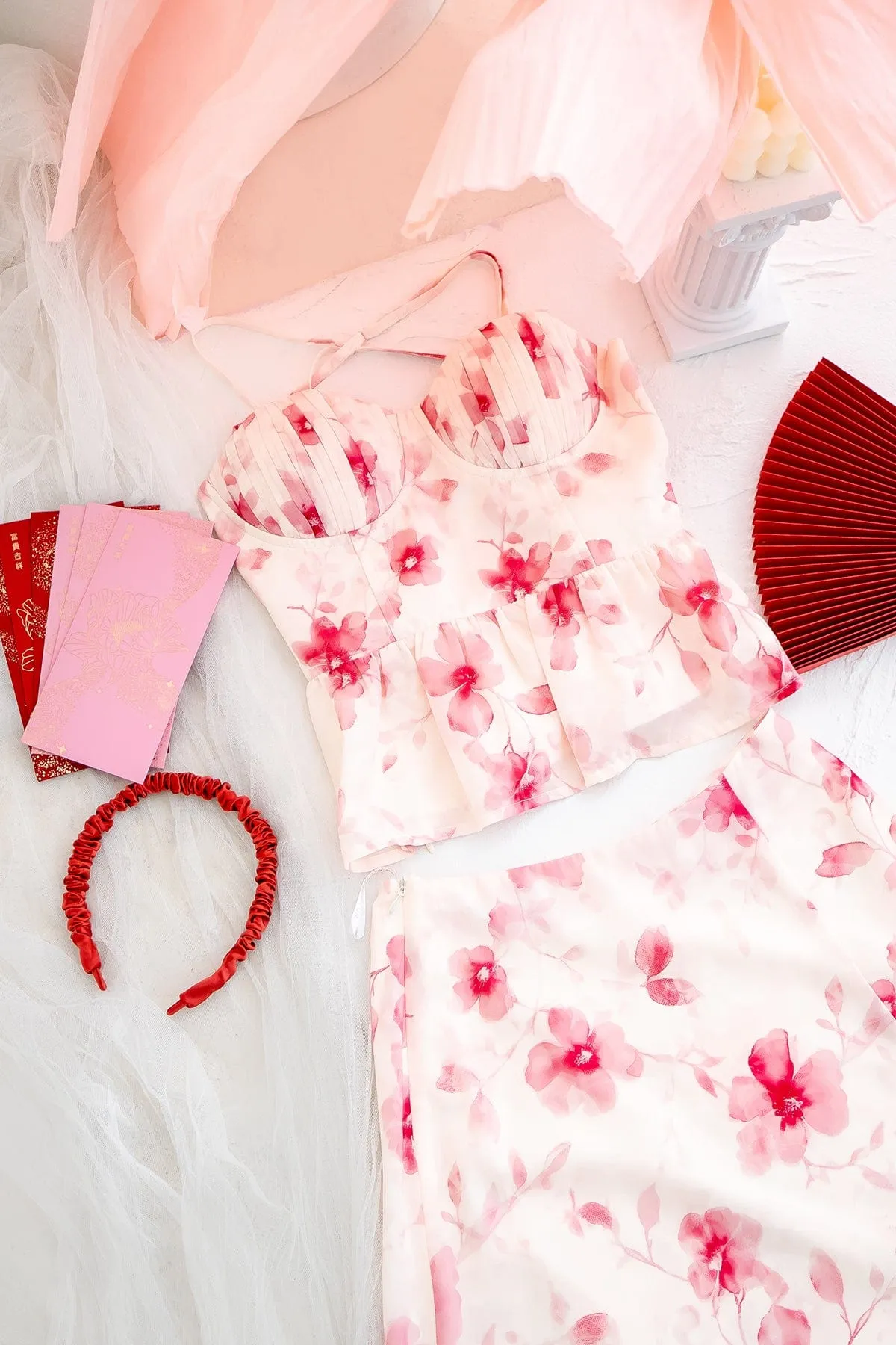 AMERY FLORAL MAXI SKIRT IN PINK