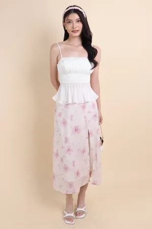 AMERY FLORAL MAXI SKIRT IN PINK