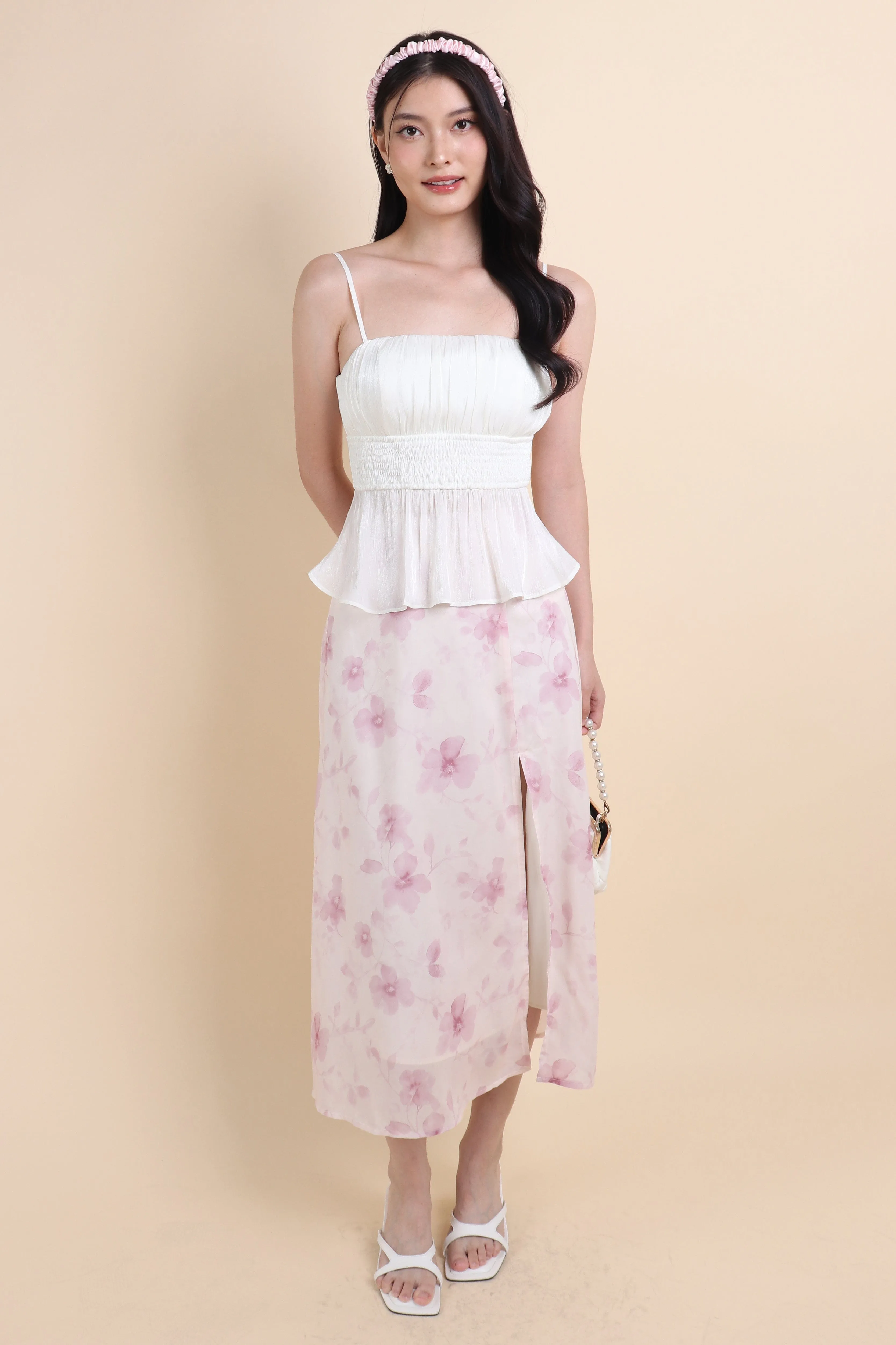 AMERY FLORAL MAXI SKIRT IN PINK