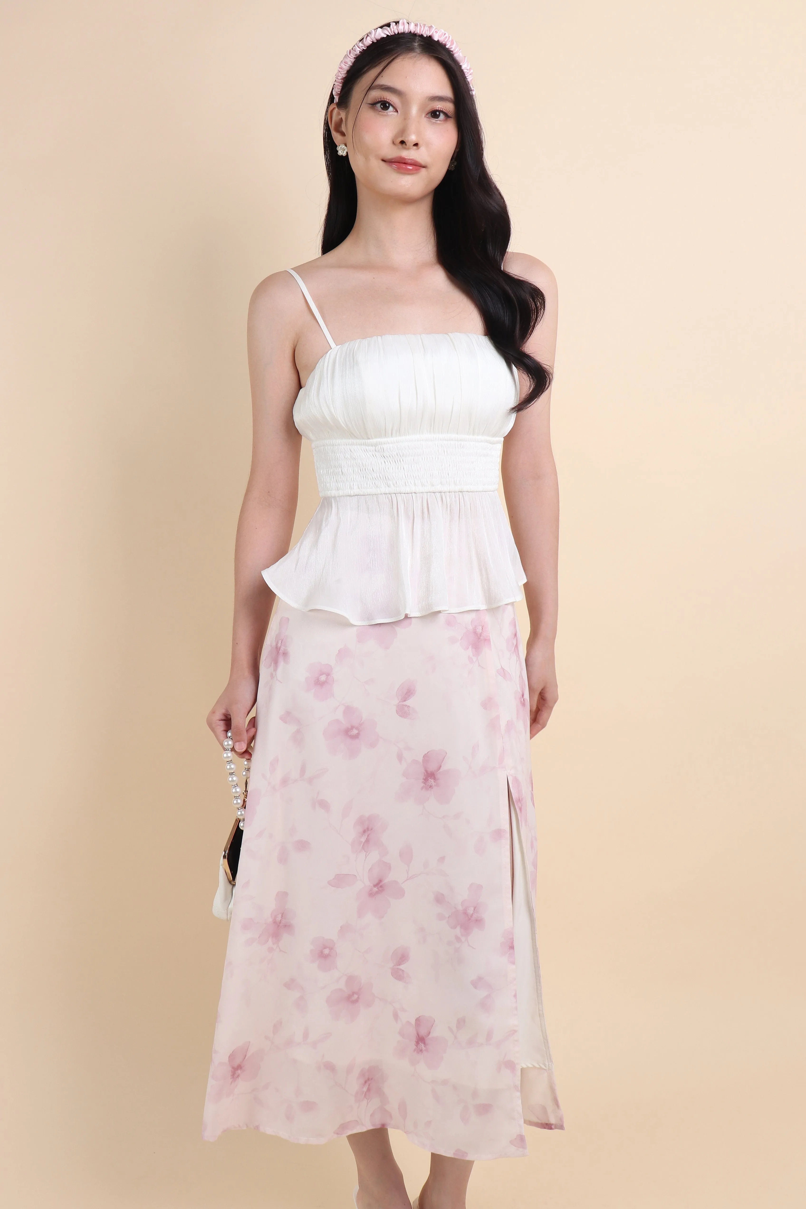 AMERY FLORAL MAXI SKIRT IN PINK