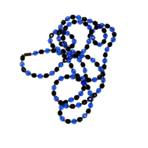 Art Deco Blue and Jet Black Faceted Crystal Bead Necklace