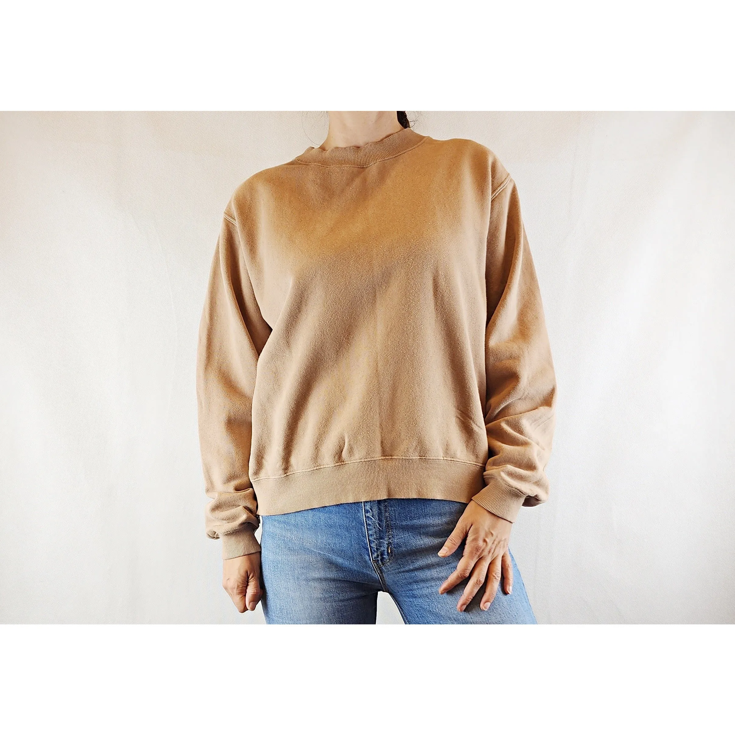Assembly Label pre-owned neutral light tan windsheeter with exposed side zips size 8