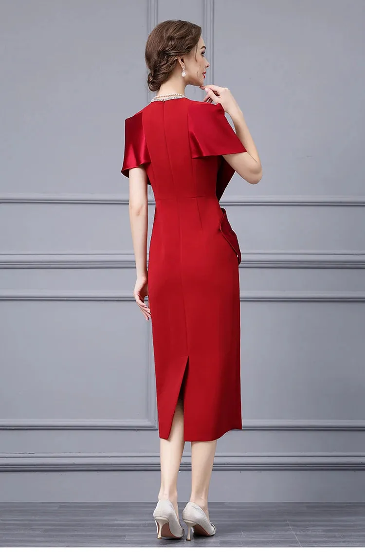 Astrid V Neck Diamond Cross High Waist Package Buttocks Slim Long Dress
