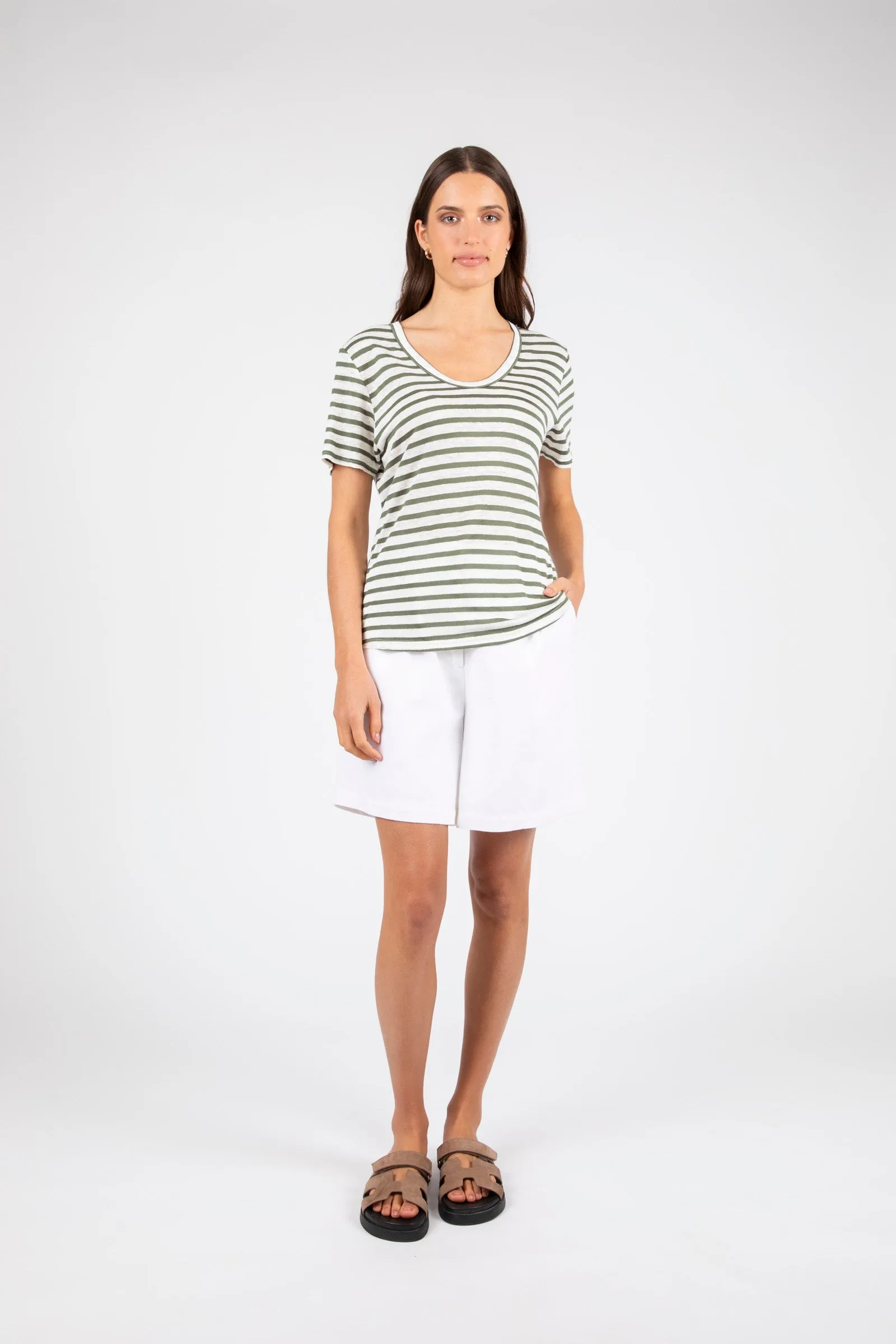 Athens Stripe Tee - Pistachio Stripe