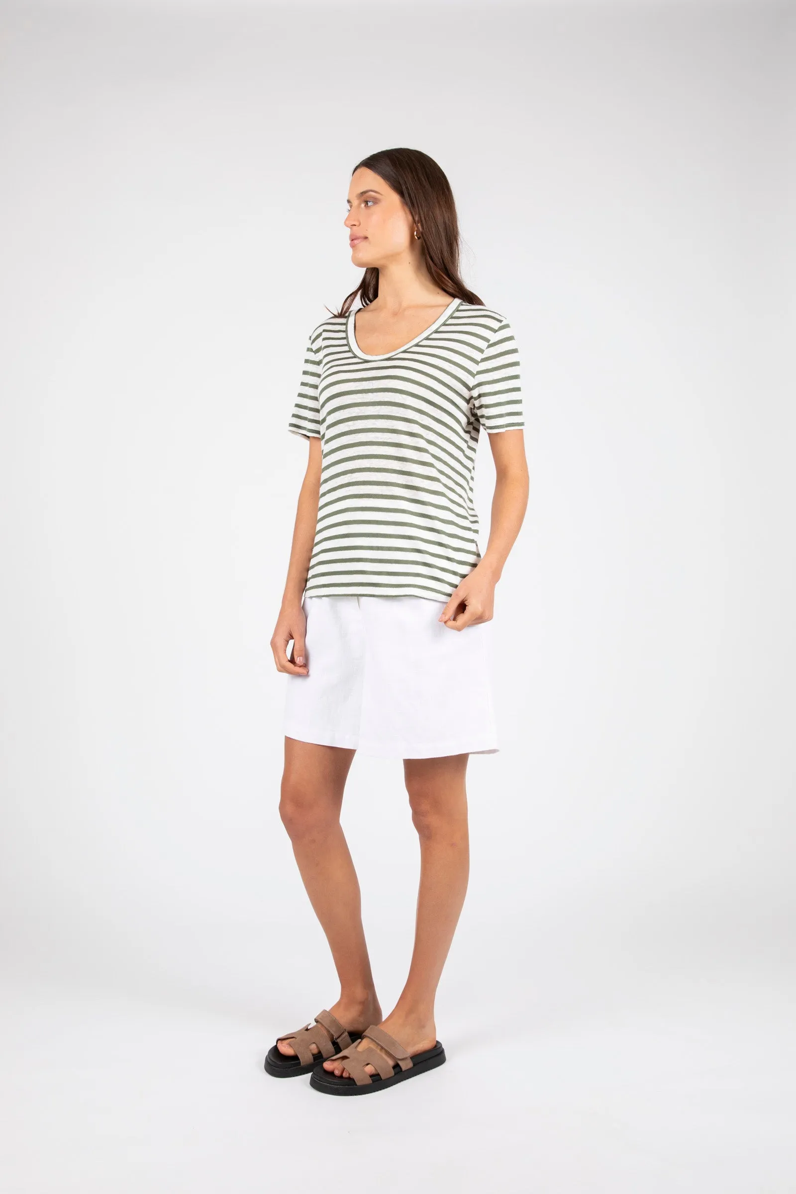 Athens Stripe Tee - Pistachio Stripe