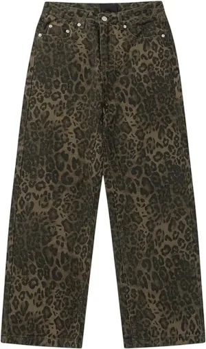 August Leopard Print Denim Jeans