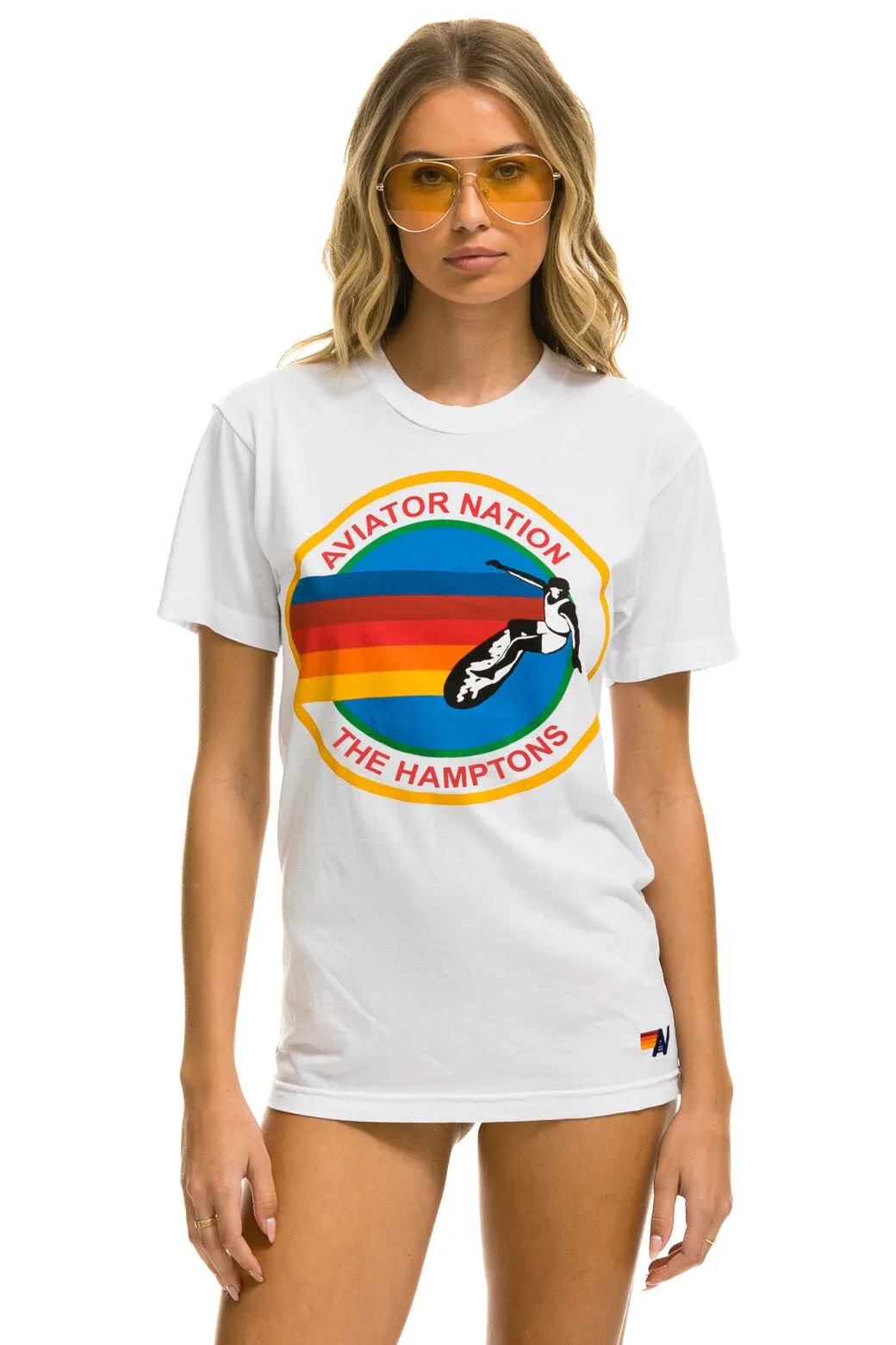 AVIATOR NATION HAMPTONS UNISEX CREW TEE - WHITE