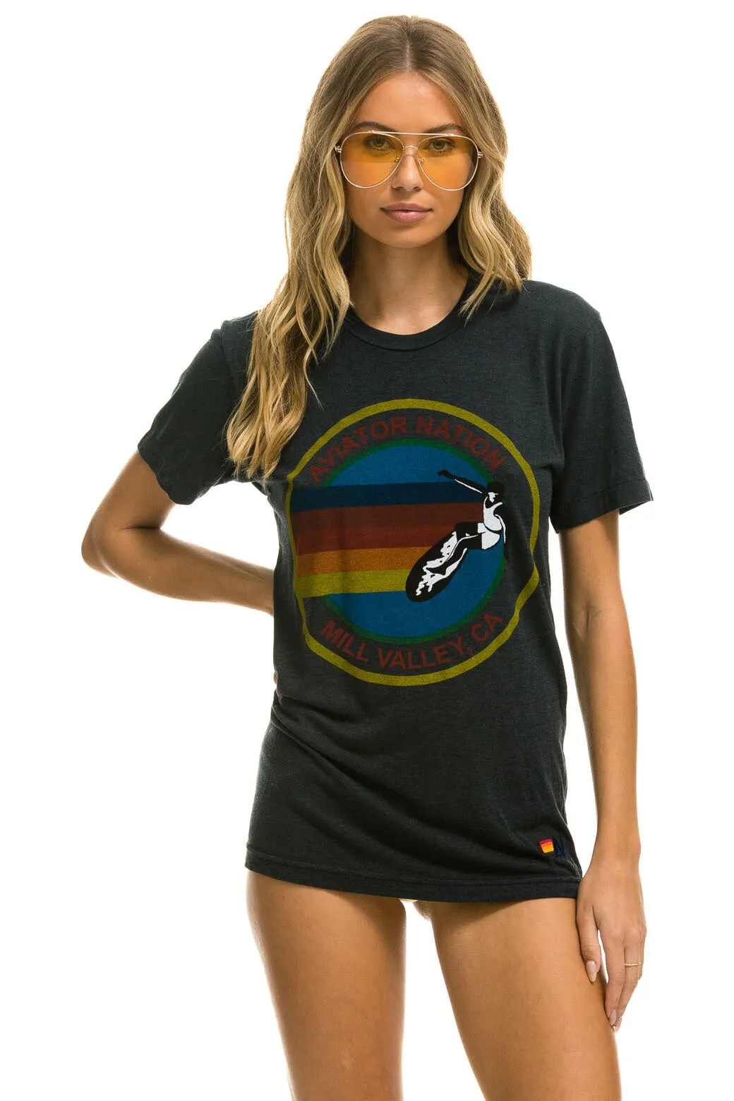 AVIATOR NATION MLVY - CREW TEE SHIRT CHAR L