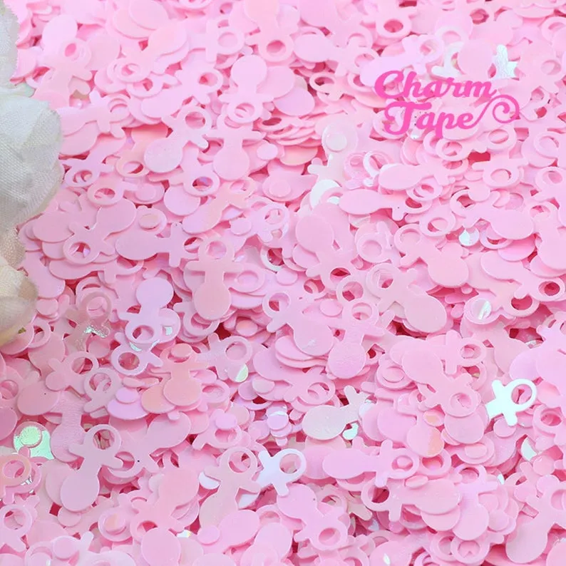 Baby Shower Pacifier Loose glitters Confetti 13mm Party Decor UV resin, Iridescent Glitter Balloon cut out