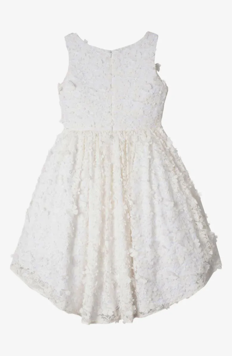 BADGLEY MISCHKA Girl's White 3D Flower High Low Dress #58348600 NWT