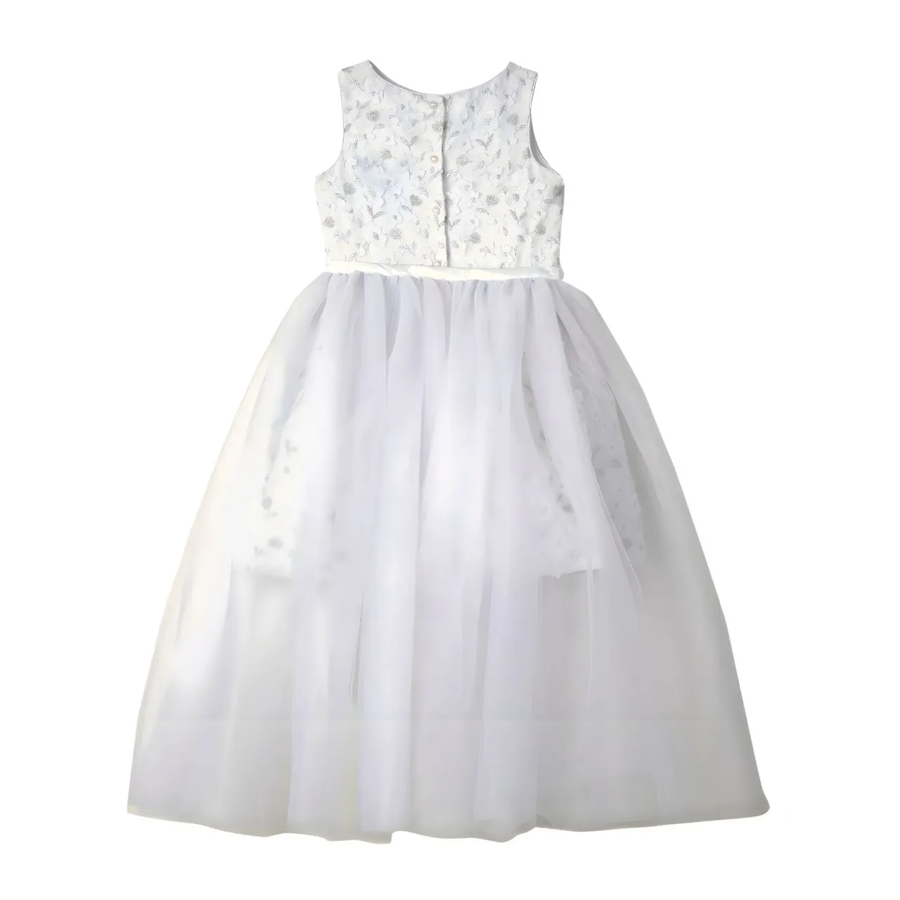 BADGLEY MISCHKA Girl's White 3D Flower Walk Thru Dress #58360900 NWT