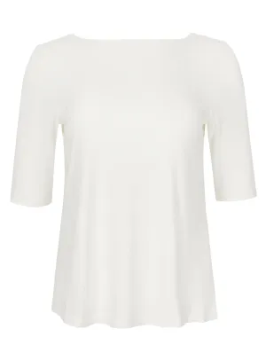 Bamboo Boat Neck Mid Sleeve Tee - Cream