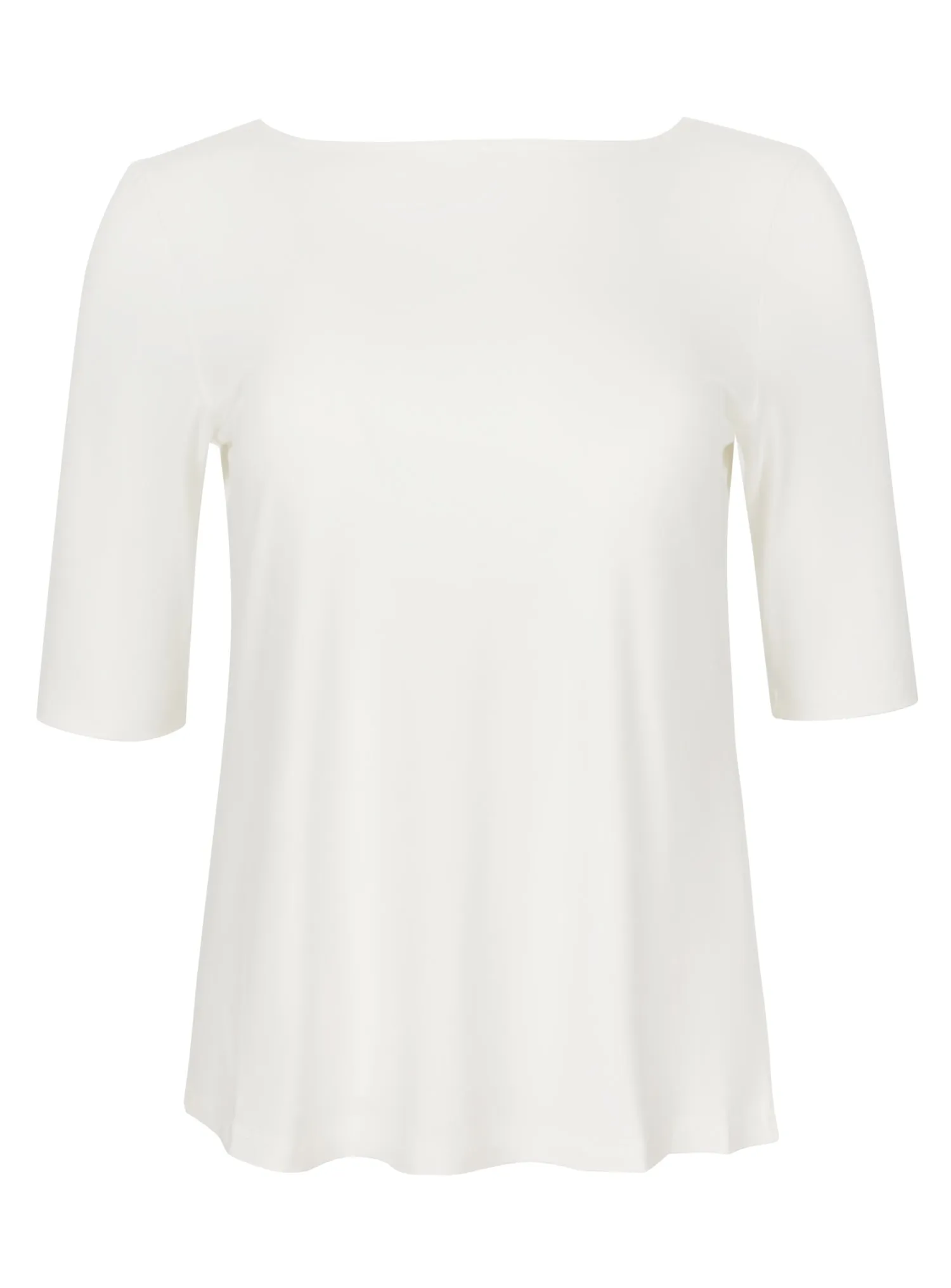 Bamboo Boat Neck Mid Sleeve Tee - Cream