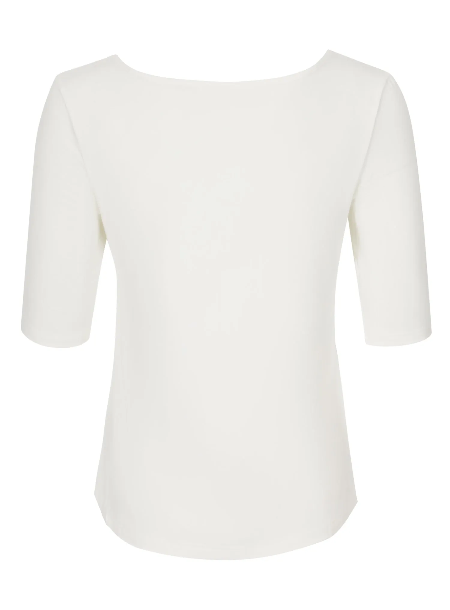 Bamboo Boat Neck Mid Sleeve Tee - Cream
