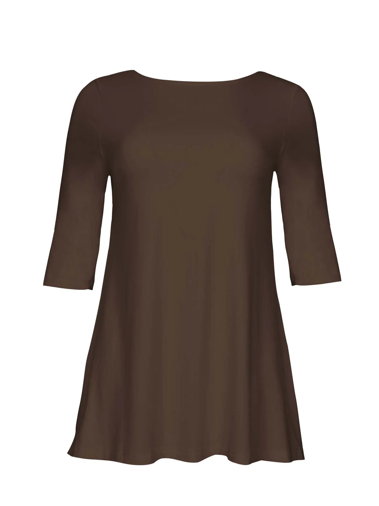 Bamboo Mid Sleeve T Shirt - Cocoa