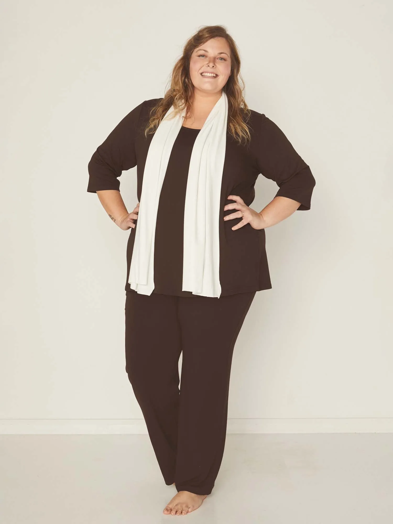 Bamboo Mid Sleeve T Shirt - Cocoa