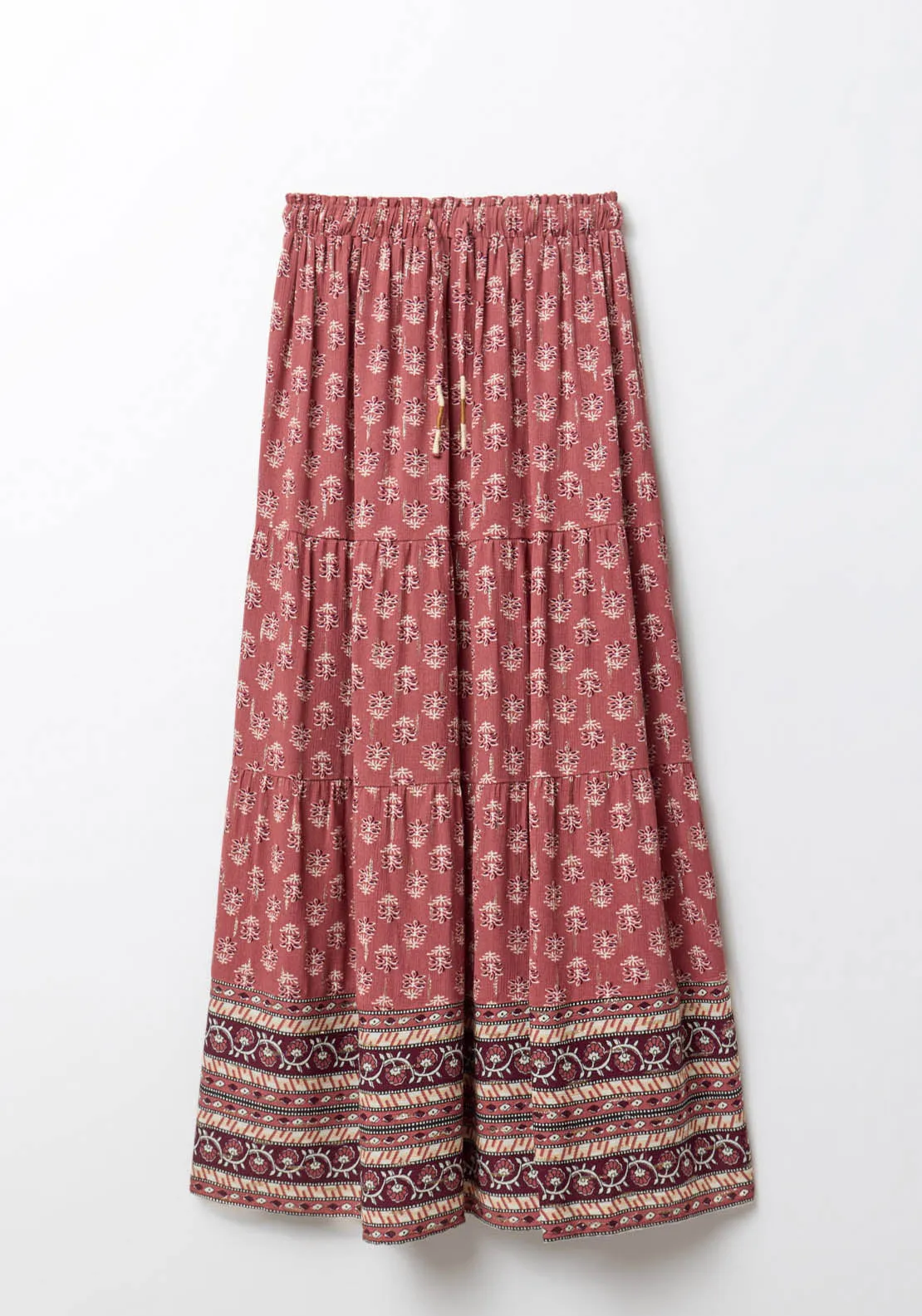 Bambula And Lurex Skirt - Burgundy