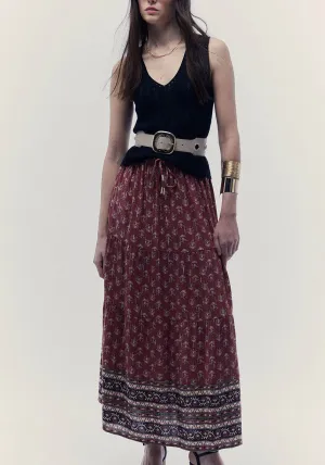 Bambula And Lurex Skirt - Burgundy
