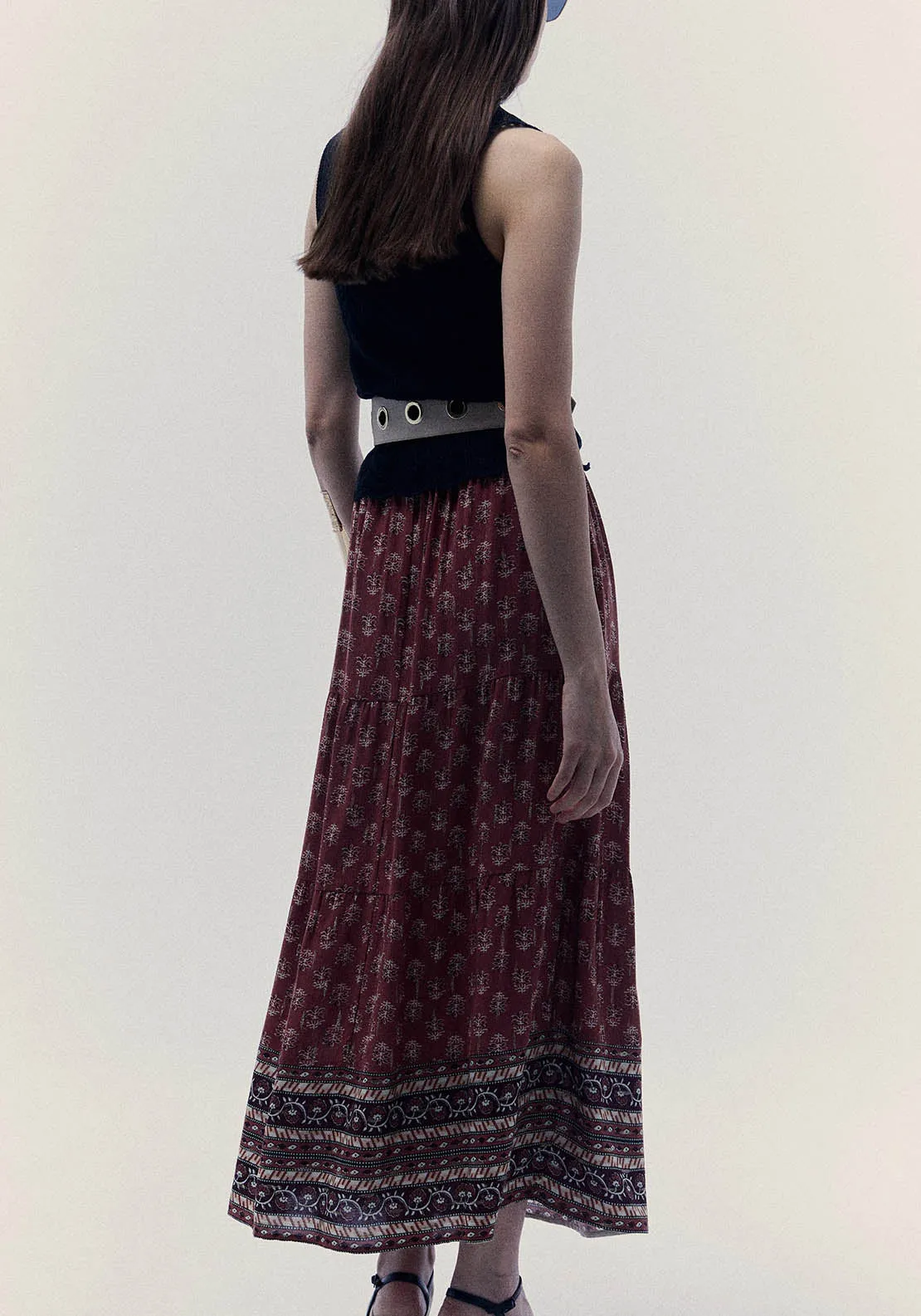 Bambula And Lurex Skirt - Burgundy