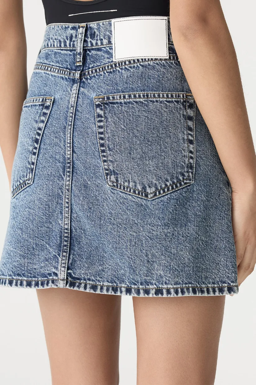 Bassike Denim Mini Skirt - Classic Stone Wash