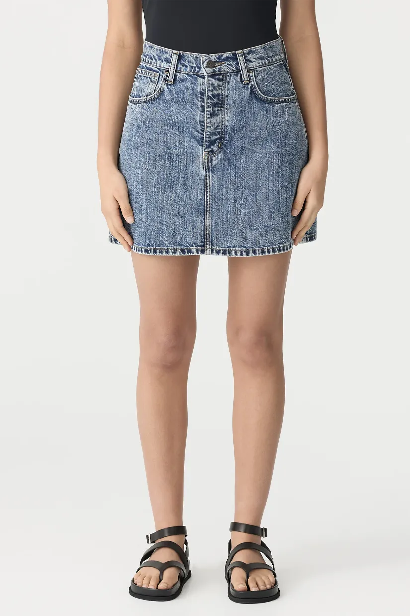 Bassike Denim Mini Skirt - Classic Stone Wash